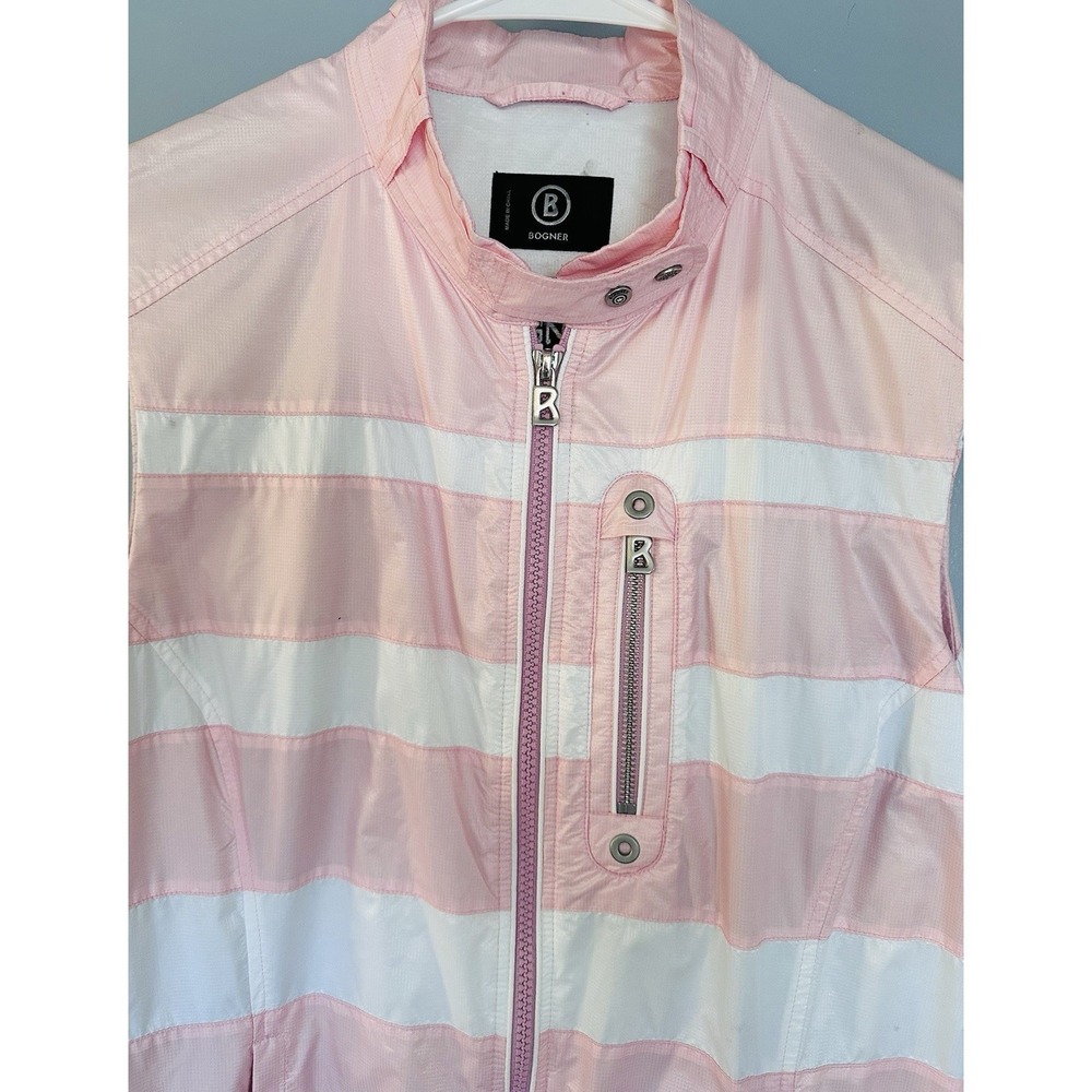 Bogner Womens Vest Pink White Striped Lightweight Sport Preppy Size 10 - Picture 7 of 16